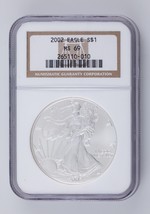 2002 $1 American Silver Eagle Graded by NGC as MS69! Nice Silver Eagle - £45.59 GBP