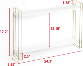 J Jackcube Design White And Gold Floating Shelf, 2 Tier Wall Mount Shelves - £16.07 GBP