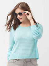 Lane Bryant Baby Blue Stripe Silver Metallic Sweater Shirt Top Plus 14/16 1X Nwt - £21.18 GBP