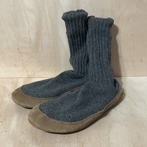 LL Bean Slipper Socks Mens Size Medium 9-10 Rag Wool Knit Leather Pull O... - £18.03 GBP