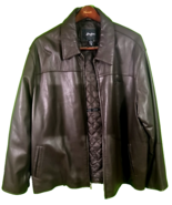 Sean John Leather Jacket XXL Brown Quilted Lined Zip Front Logo NWT Y2K ... - $305.32 CAD