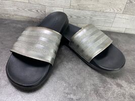 Adidas Slides Men  8 M  Shoes Silver Black Patent Glitter Slipon Comfort... - $286.74 MXN