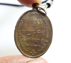 Lp Kasem Khemakoh Coin Blessed In 1974 Lucky Success Thai Buddha Amulet Necklace - £63.15 GBP