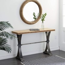 Deco 79 Metal Rectangle Console Table With Brown Wood Tops, 51&quot; X 16&quot; X, Black - £223.01 GBP