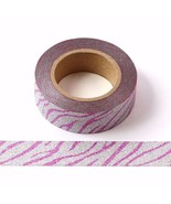 Pink and Silver Glitter Sparkle Washi Tape Decorative Tape 15mm x 10 Met... - $2.05