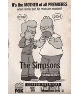 VINTAGE 1995 Simpsons Fox Advertisement Homer Simpson + Mom Glenn Close - £7.75 GBP