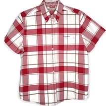 Rockies Womens Shirt Size Large Short Sleeve Button Down Red White Plaid - £10.51 GBP