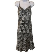 She + Sky Womens Small Black Gray Cheetah Print Racerback Slinky Slip Dress - £16.88 GBP