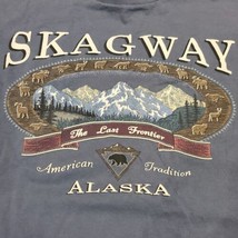 Vintage 90s Skagway Alaska Nature Tee Longsleeve Mountains USA Made Blue... - £29.79 GBP