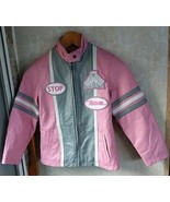 Wilsons Leather Kids Size Medium Pink Racing Jacket Checkered Flag  G - $72.87