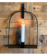 Primitive Antique Style BLACK METAL HANGING TAPER CANDLE HOLDER Colonial... - $14.54