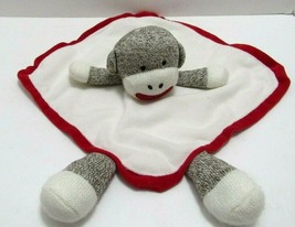 Sock Monkey Lovie Lovey Security Blanket Rattle Baby Starters Plush Blankie - £35.31 GBP