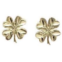14K Gold FOUR LEAF CLOVER EARRING. Jewelry FindingKing 10mm - £55.06 GBP