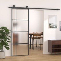 vidaXL Black Frosted ESG Glass Sliding Door 29.9"x80.7" - €222,23 EUR