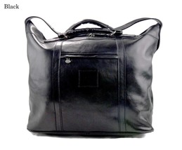 Leather duffle bag XXXL genuine leather shoulder bag leather weekender black men - £211.82 GBP