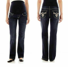 Tala Maternity Jeans Bootcut Womens Size Medium Dark Blue Denim Overbell... - $13.86