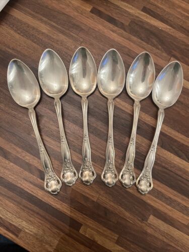 6 Dolly Madison 1911 Alfred J. Prank Soup Spoons Silverplate 7" - $59.14