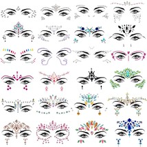 24 Sets Face Jewels Mermaid Face Gems Sticker Face Crystal Rhinestone Fa... - £35.95 GBP