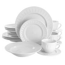 Elama Charlotte 20 Piece White Porcelain Dinnerware Set With Elegant Arc... - $1,481.49 MXN