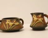 Roseville Pottery Zephyr Lily Brown Sugar Bowl Creamer Set 7-S and 7-C - £67.34 GBP