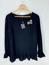 Charter Club NWT 100% Cashmere Sweater Embellished Flowers &amp; Ruffles Siz... - $29.69