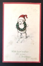 c.1906 Christmas Postcard Childlike Santa Hat Snowman Smoking a Pipe Gibson - $12.00