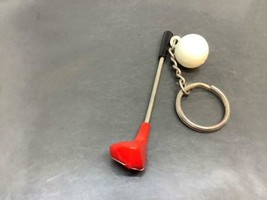 Vintage Golf Lover’s Key Ring Red Golf Club And Ball Keychain Ancien Porte-Clés - £7.03 GBP