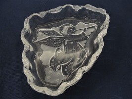 Vintage Glass Angel Christmas Trinket Soap Candy Peanuts Holiday Dish Frosted - £15.49 GBP