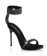 FABULICIOUS CHIC-40 Women&#39;s Black 4&quot; Heel Platform Ankle Strap Sandal W/... - £64.46 GBP