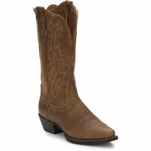 NWT Justin Ladies 8.5 Mckayla 12&quot; Tan Stampede Western Boots L2561 Shoe 2561 NEW - £37.39 GBP