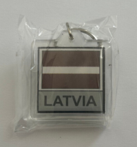 Latvia Key Chain Country Flag Plastic 2 Sided Key Ring - $4.95