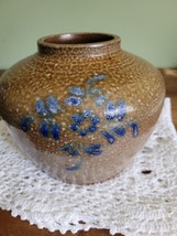 speckled Handmade Studio Art Pottery Stoneware crock pot vase floral - £18.68 GBP