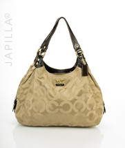 Beige Coach Maggie Optic XL Canvas Shoulder Bag Purse! - $112.86