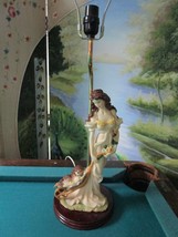 Art Deco Resin Table Lamp Lady With Puppy No Shade - £92.42 GBP