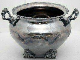 EG Webster Antique Silver-plate Footed Serving Bowl Handles 1800s Holloware Rare - £62.50 GBP