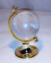 Glass World Globe Planet Earth Axis Spinner Frosted Tilt Miniature 3 Inch  - £17.95 GBP