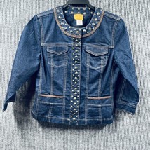 Ruby Rd. Jacket Woman 8 Petite Blue Denim Jean Coat Dark Wash Snap Closure - £18.25 GBP