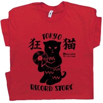 Tokyo Record Store T Shirt Black Cat Shirt Vinyl Record Player Japan Vintage Tee - £15.84 GBP