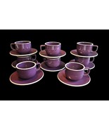 Sasaki Colorstone Plum Flat Cup &amp; Saucer set of 8 Japan - $71.31