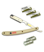 Stainless Steel Professional Straight Edge Barber Razor +15 Astra Blades... - $19.71 CAD