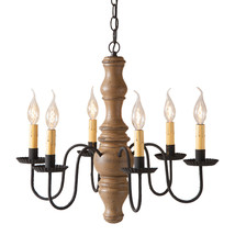 &quot;Gettysburg&quot; Colonial Chandelier - 6 Arm Light In Textured Pearwood Finish Usa - £364.72 GBP