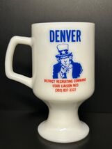 Milk Glass Mug Denver USAR Liaison NCO Uncle Sam &amp; United States Army Vi... - $13.83