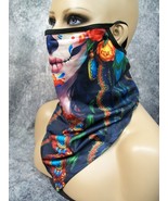 Colorful Sugar Skull Senorita Face Mask Kerchief Style Neck Gaiter Costu... - $13.96 CAD
