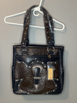 P &amp; G Collections Western Style Brown Leather Purse-Metal &amp; Faux Diamond... - $32.73