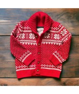Tahari Cardigan Sweater Boys Girls 12m Red White Holiday Fair Isle - €13,55 EUR