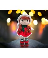 Xmas Girl Doll, Handmade Crochet Christmas Doll, Unique gift Christmas g... - $89.18 CAD