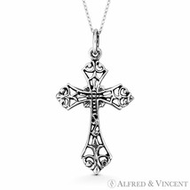 Gothic Medieval Pewter Cross Pendant &amp; Necklace in Oxidized .925 Sterling Silver - £15.02 GBP+