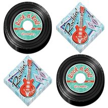 50s Party Decorations - Record Paper Plates, Rock N Roll Napkins, Checkered Dine - £11.95 GBP+