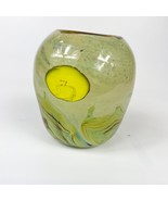 Ron Colby USA Art Glass Vase Yellow Swirl Abstract #13 1979 - £31.13 GBP