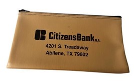 Citizens Bank N.A. Beige Zippered Coin Paper Money Bag 10.5”x 5.75” Abilene TX - £8.84 GBP